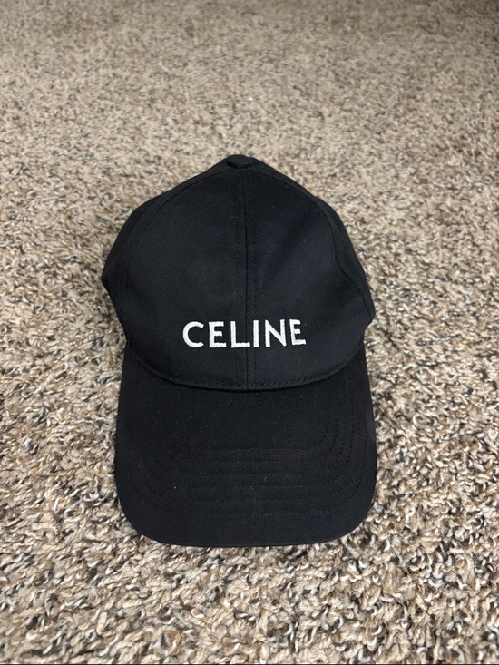 Celine Black Baseball Cap with White Logo
